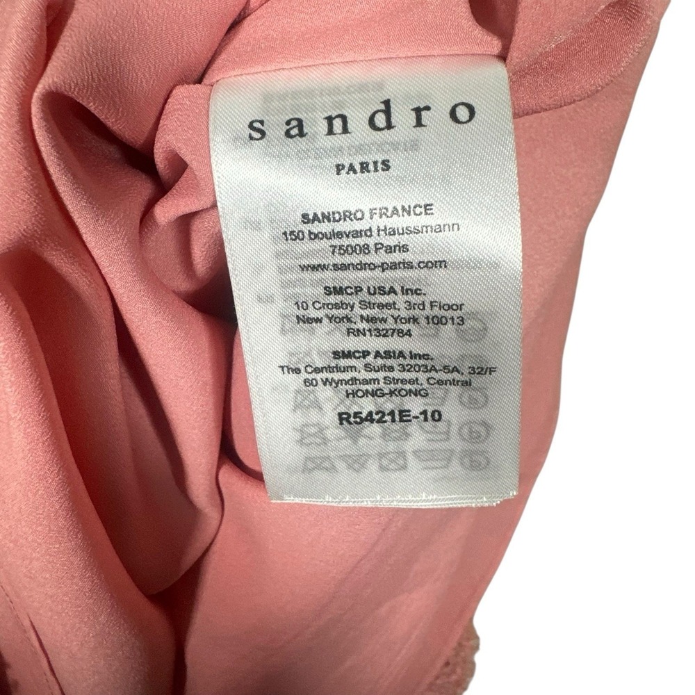 Sandro‎ White/Pink Lace Gab Sleeveless Dress Size 36 Small Elegant Romantic - Picture 11 of 13